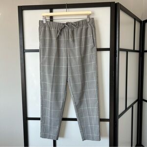 [M] C by One Grey & White Large Checker Polyester Drawstring Balloon Ankle Pant